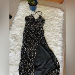 Lulus black sequin dress